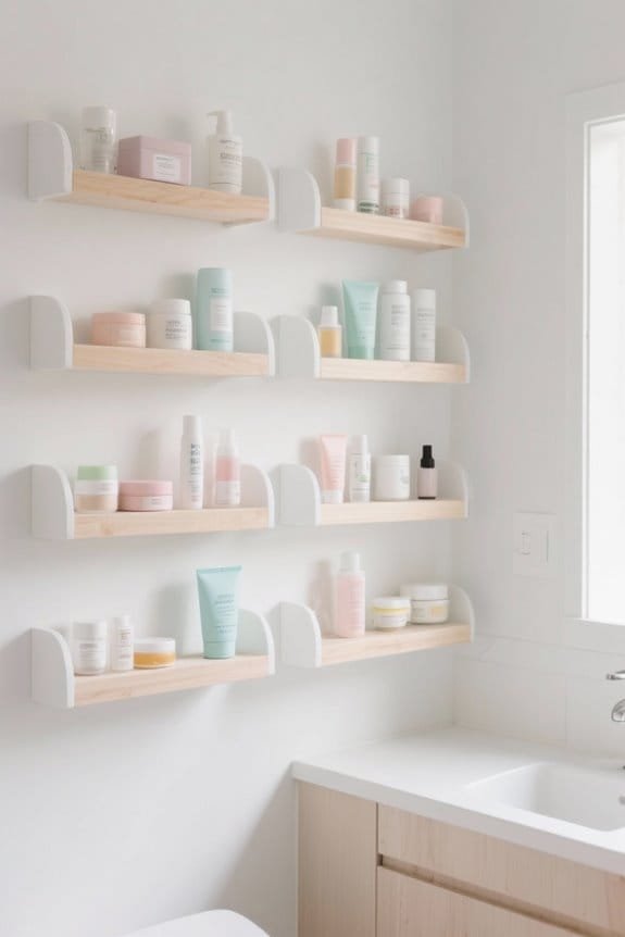 organized bathroom medicine shelves