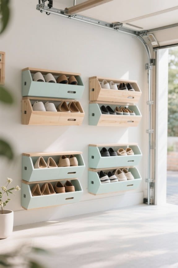 organized garage shoe storage