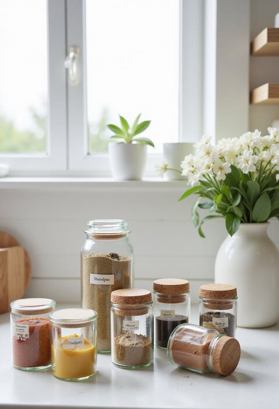 organized kitchen spice storage